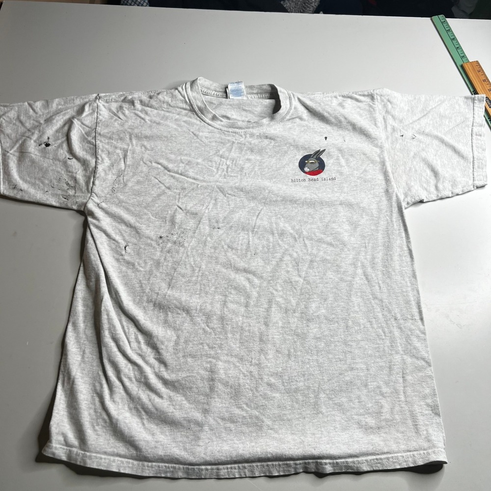 Vintage 2002 The Duck Company Hilton Head Island Donkey Graphic T-Shirt Gray XL